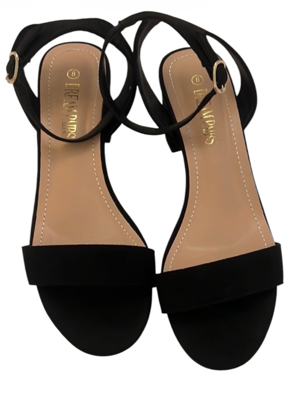 Dream Pairs Stylish Black Suede Ankle Strap Block Heels Size 8